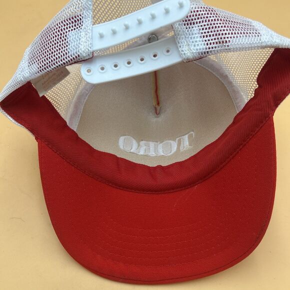 Vintage TORO Snapback Trucker Hat Embroidered Cap Red White Mesh Back - Picture 4 of 5